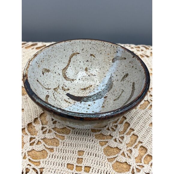 Handcrafted Studio Pottery Bowl Drip Glaze Footed - Picture 3 of 6